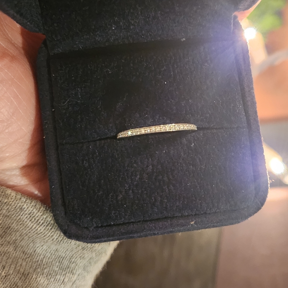 14kt Delicate Pav Diamond Stackable Ring - image 1